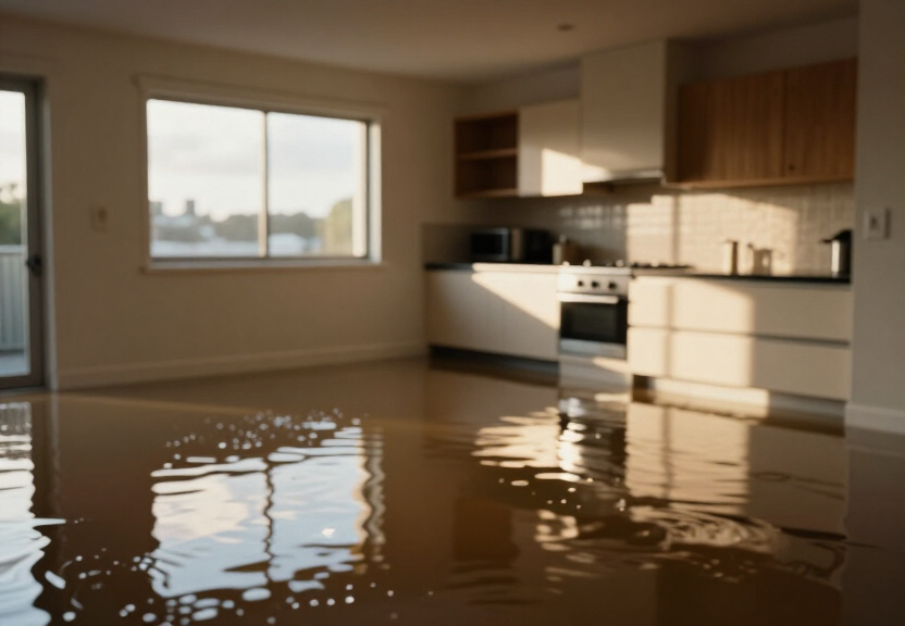 Flooded basement in Hurlstone Park before cleanup